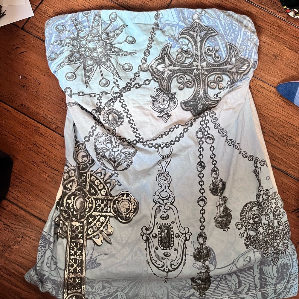 Strapless Top with Intricate Silver Designs